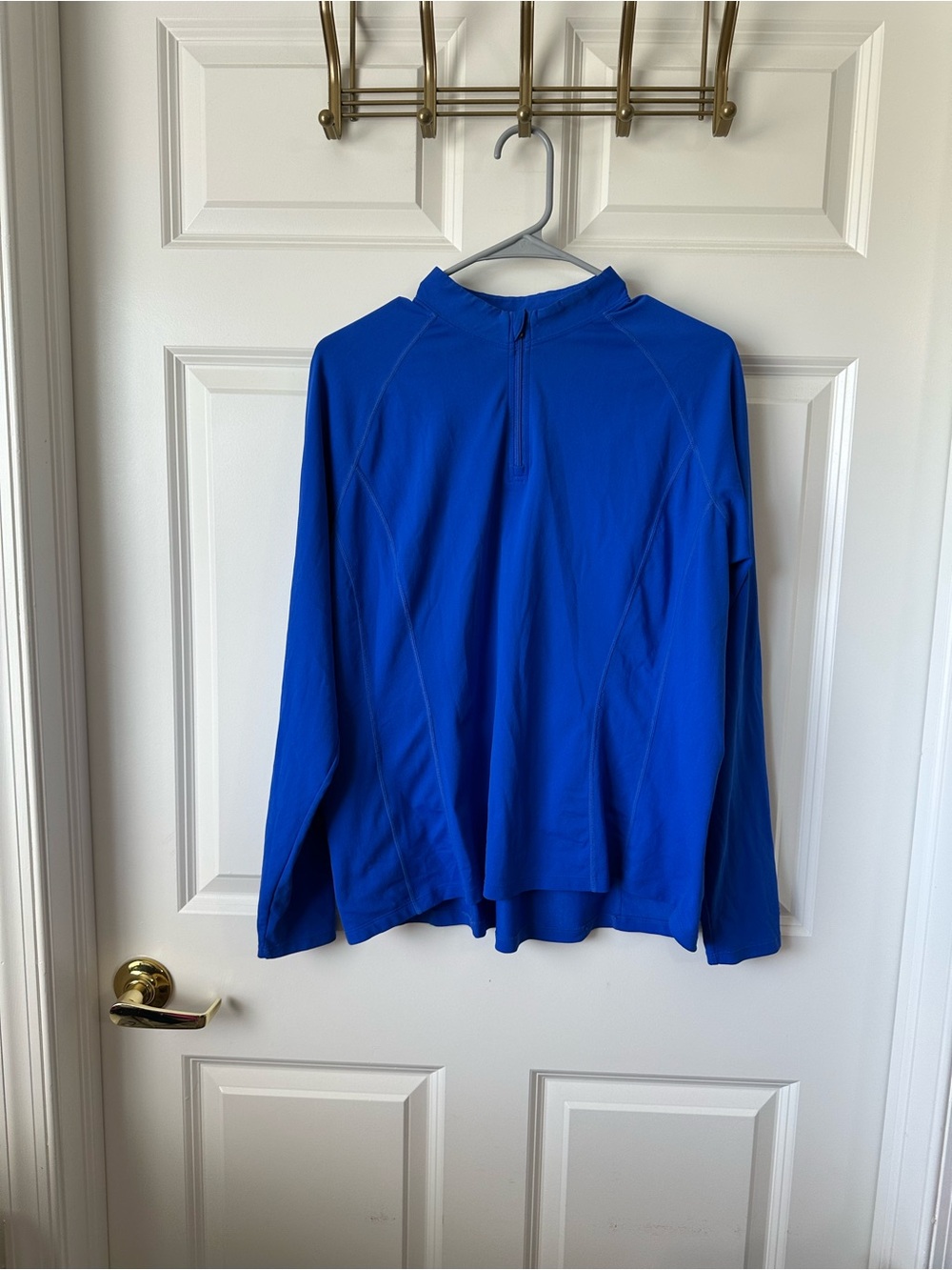 Coolibar Baja Blue Freestyle Rash Guard Swim 1/4 Quarter Zip Pullover Size XL